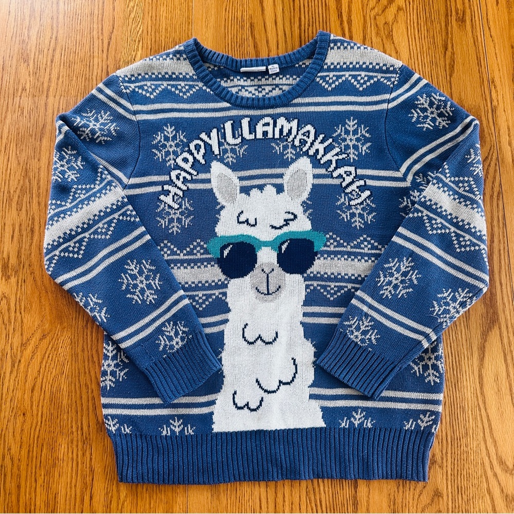 Mighty Fine Blue 'Happy Llamakah' Sweater